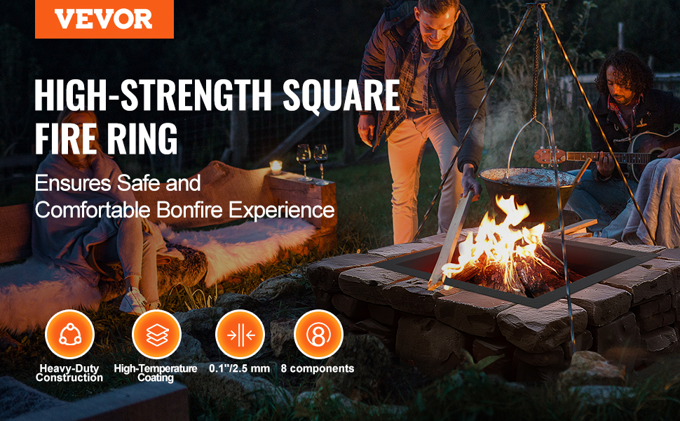 VEVOR fire pit ring provides a safe, comfortable bonfire experience with its high-strength construction.