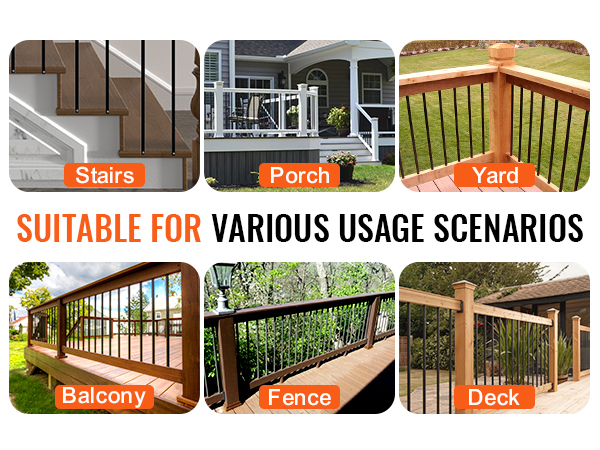 VEVOR staircase metal balusters for stairs, porch, yard, balcony, fence, and deck. suitable for various usage.
