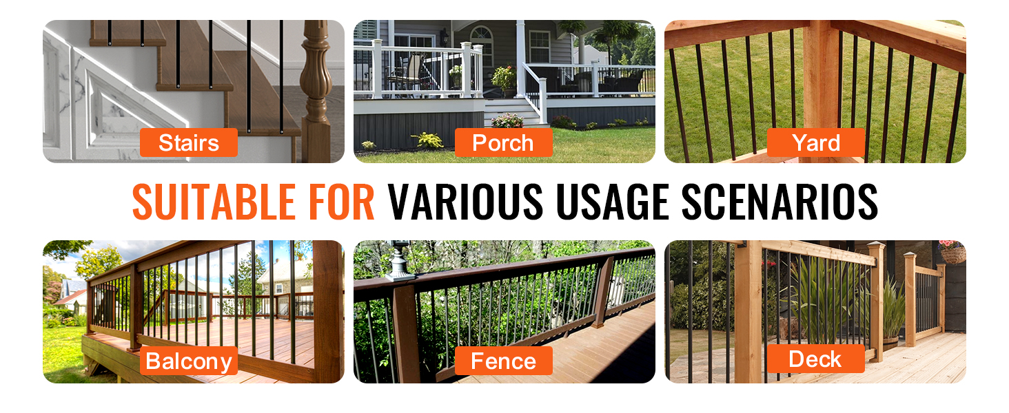 VEVOR staircase metal balusters for stairs, porch, yard, balcony, fence, and deck. suitable for various usage.