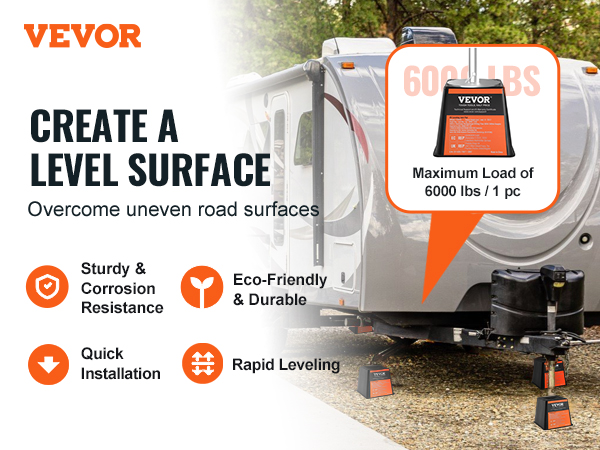 VEVOR trailer jack block ensures a level surface for trailers with a 6000 lbs load capacity.