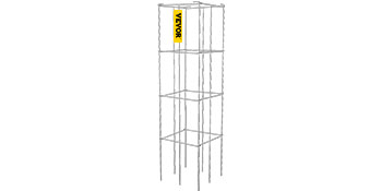 VEVOR tomato cages with four-tier metal structure in white.
