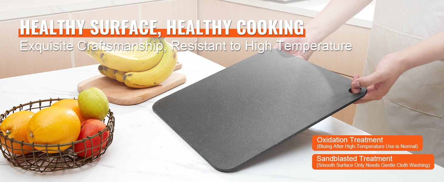 healthy cooking with VEVOR pizza steel, showcasing exquisite craftsmanship and high-temperature resistance.