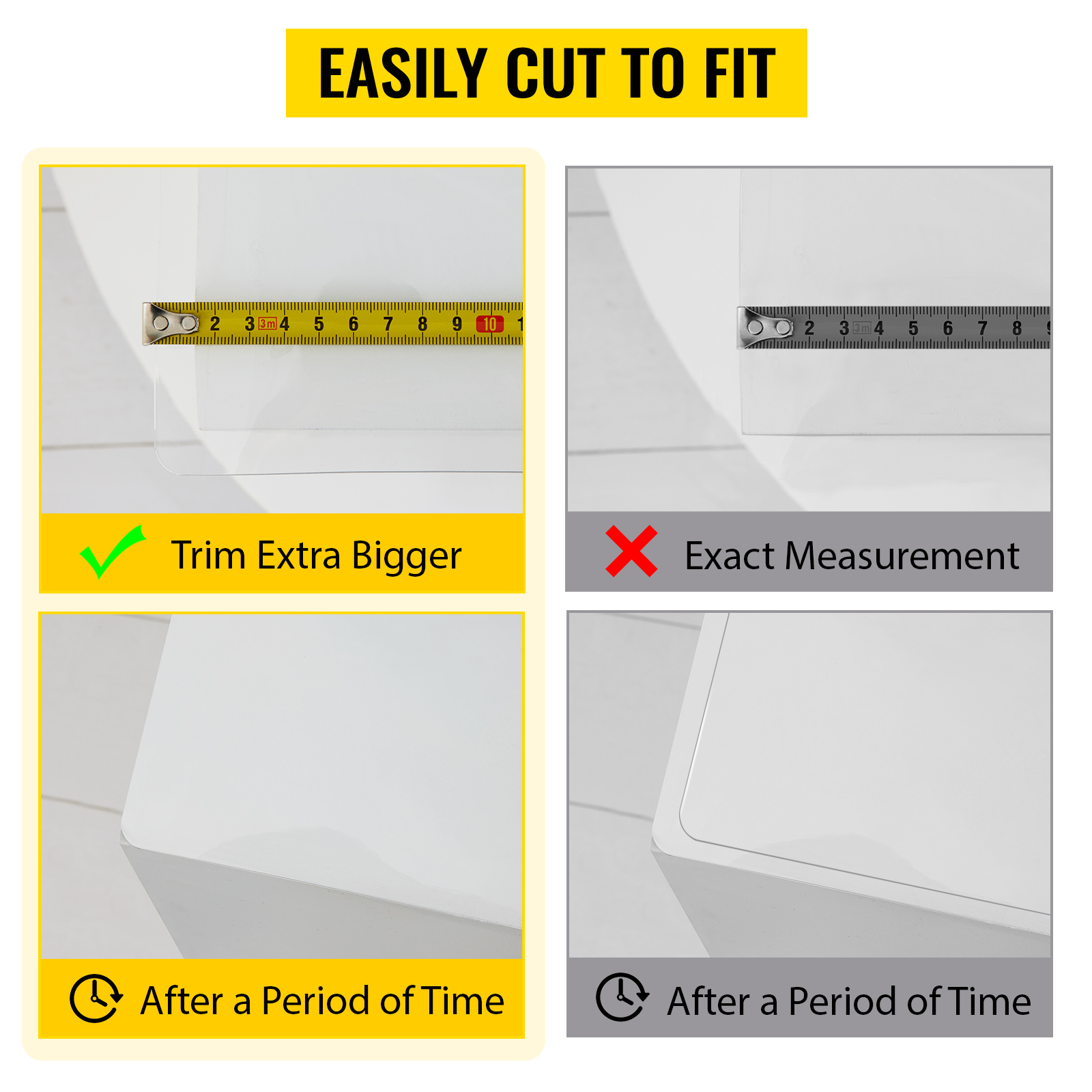 easily cut to fit VEVOR clear table protector with trim guidelines for long-lasting use.