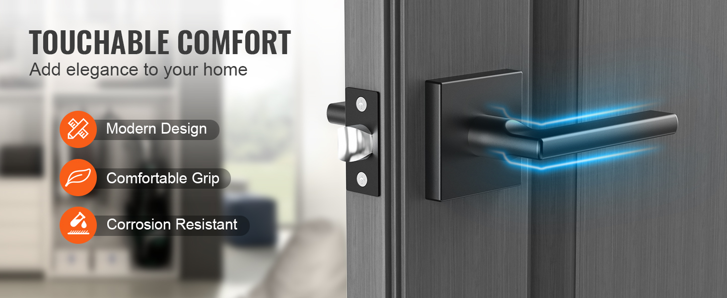 VEVOR passage door handle with modern design, comfortable grip, and corrosion resistance.
