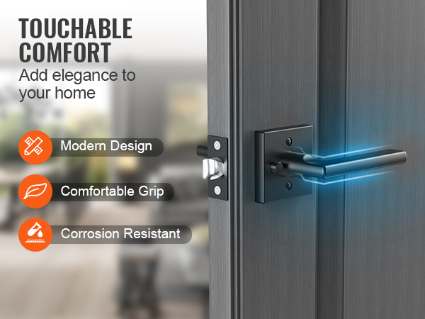 VEVOR privacy door handle with modern design, comfortable grip, and corrosion-resistant features.