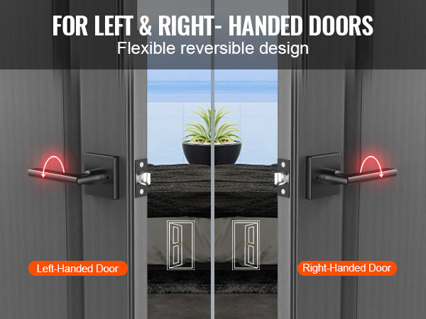 VEVOR privacy door handle for left and right-handed doors, flexible reversible design.