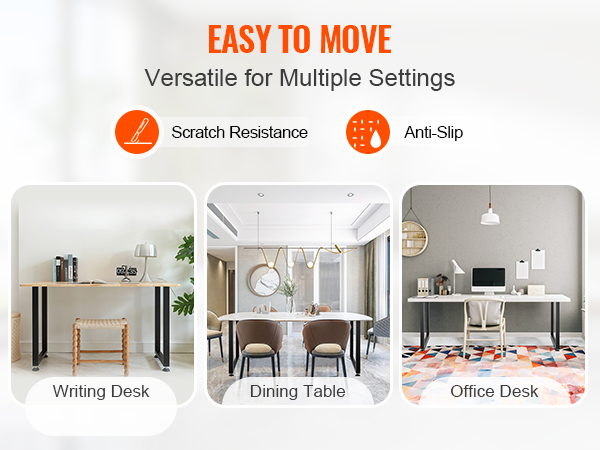 VEVOR adjustable furniture legs for writing desk, dining table, and office desk, versatile and scratch-resistant.