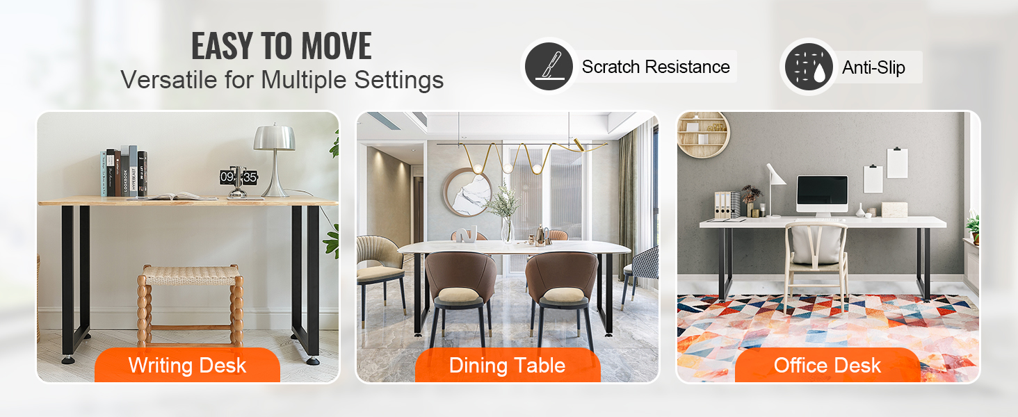 VEVOR adjustable furniture legs for writing desk, dining table, and office desk, versatile and scratch-resistant.