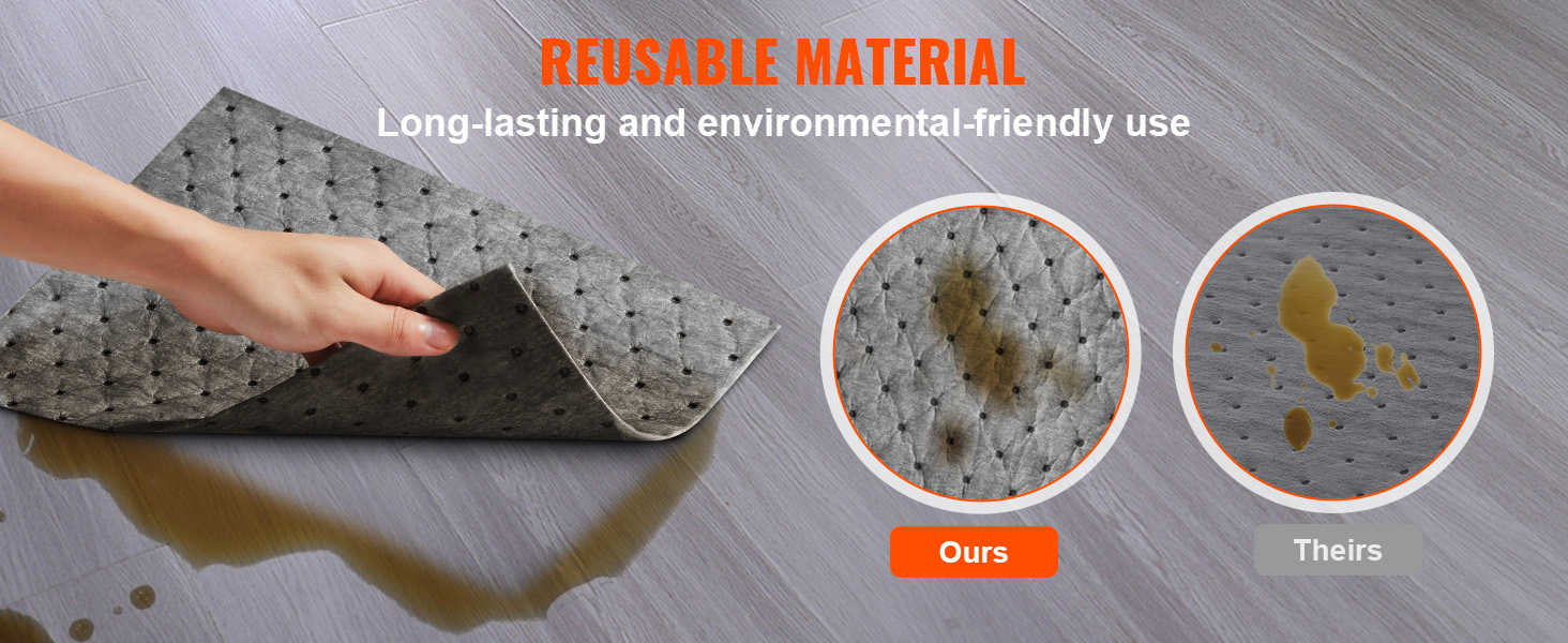 showcasing superior durability and environmental friendliness compared to competitors. VEVOR universal spill kit.