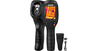 VEVOR thermal imaging camera with color display, ergonomic design, accessories included.