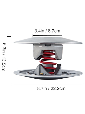 VEVOR golf cart clutch kit with dimensions: 3.4in x 5.3in x 8.7in in silver with red spring.