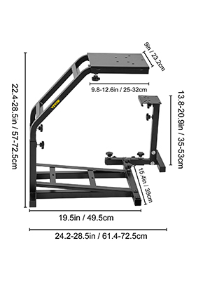 VEVOR racing simulator cockpit with adjustable dimensions and sturdy metal construction.