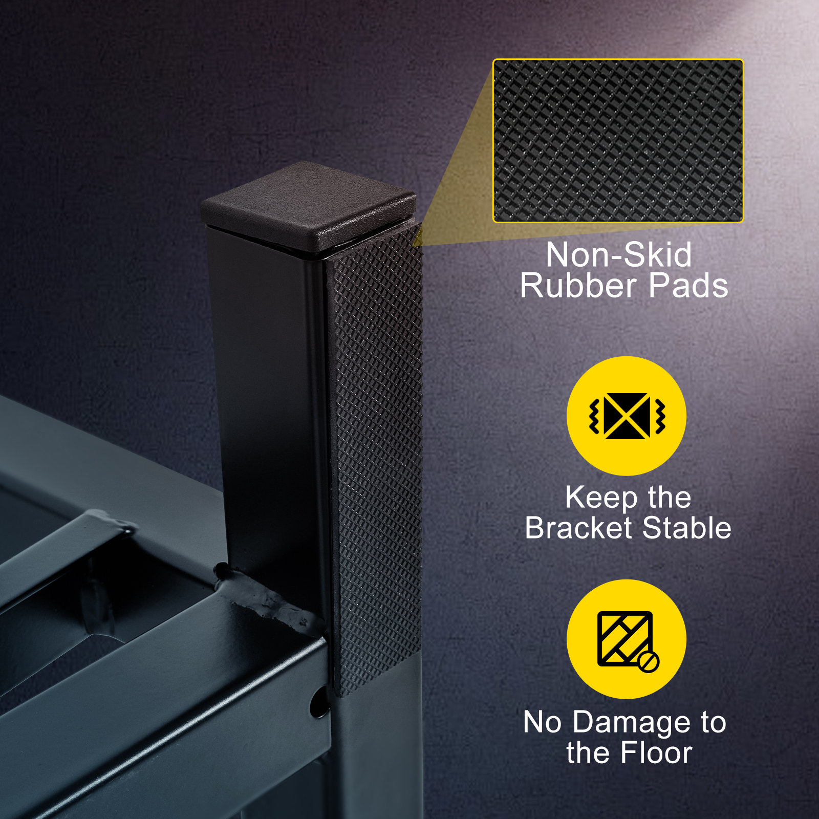 non-skid rubber pads on VEVOR racing simulator cockpit keep the bracket stable.