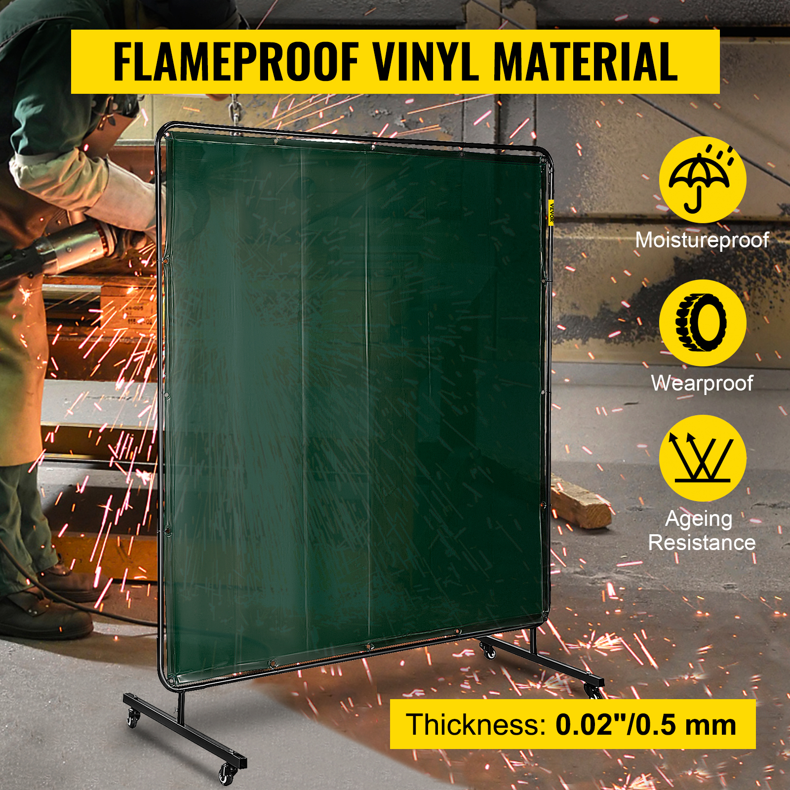 VEVOR welding screen, moistureproof and wearproof, thickness 0.02"/0.5 mm.