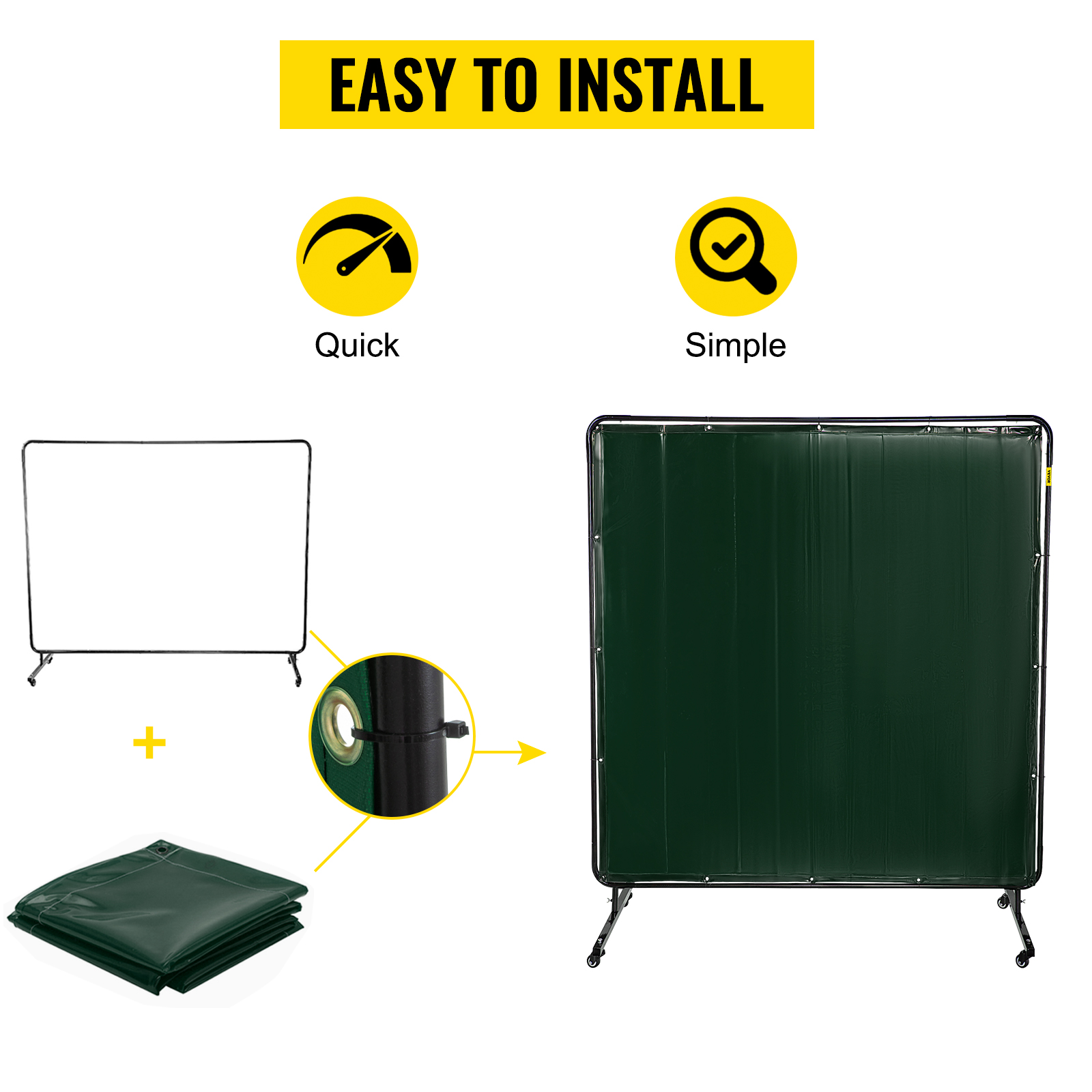 VEVOR welding screen, easy to install, quick and simple assembly.