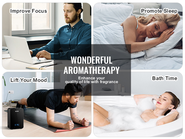 VEVOR hvac scent diffuser enhances focus, mood, sleep, and bath time for wonderful aromatherapy.
