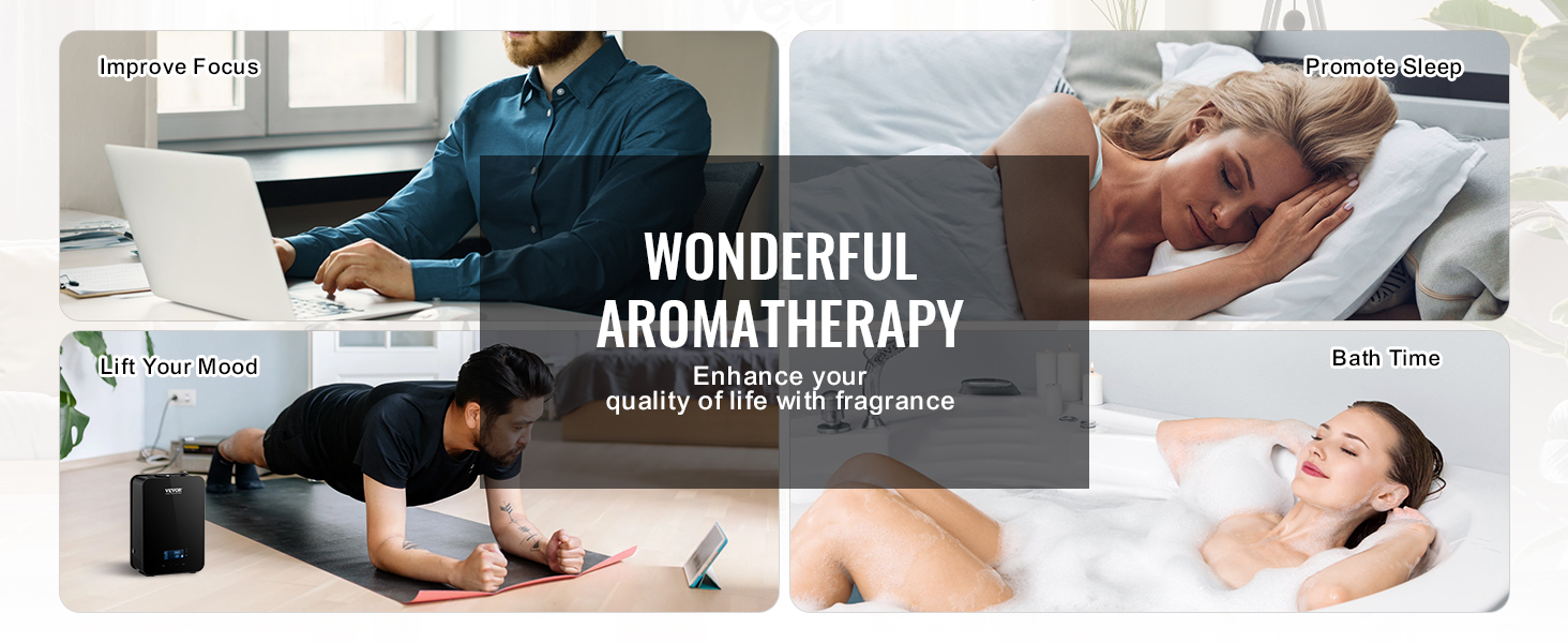 VEVOR hvac scent diffuser enhances focus, mood, sleep, and bath time for wonderful aromatherapy.