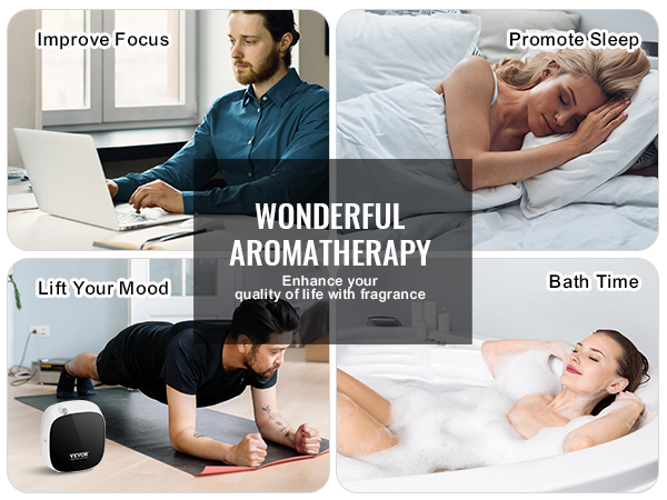 VEVOR scent air machine offers wonderful aromatherapy for improved focus, better sleep, mood lift, and bath time.