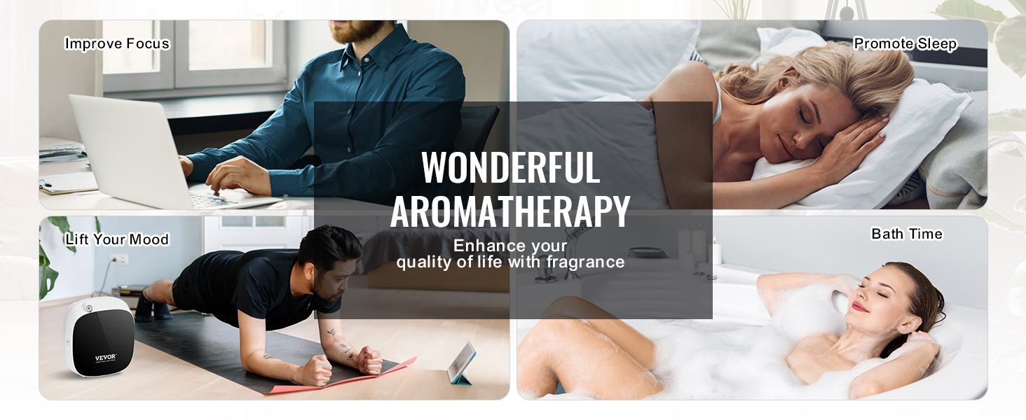 VEVOR scent air machine offers wonderful aromatherapy for improved focus, better sleep, mood lift, and bath time.