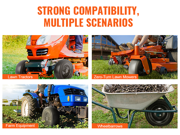 VEVOR lawn mower tires: compatible with lawn tractors, zero-turn lawn mowers, farm equipment, wheelbarrows.