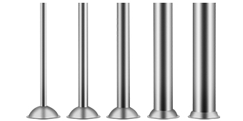 five stainless steel attachments for VEVOR sausage stuffer in different sizes.