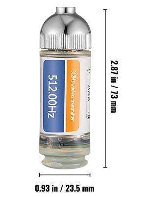VEVOR drain locator 512hz wireless transmitter, 2.87 in by 0.93 in.