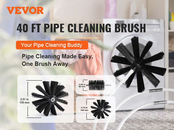 VEVOR dryer vent cleaner kit in a laundry room with a washing machine and storage shelves.
