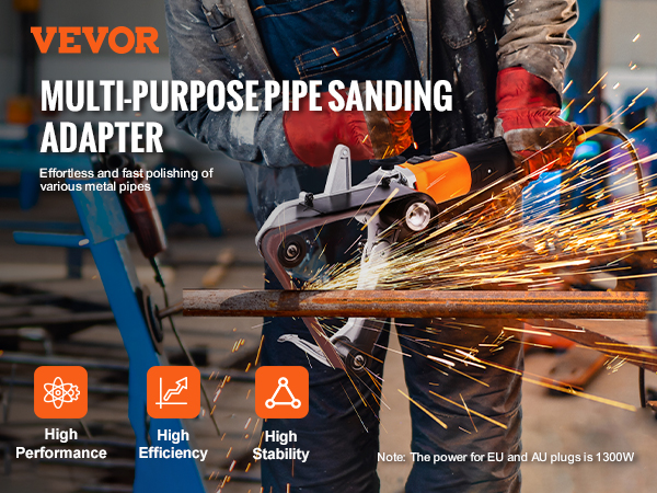 VEVOR pipe tube polisher with 6-speed variable control polishing metal pipes, features high performance.