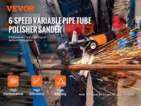 VEVOR pipe tube polisher sander in action, showcasing high performance, efficiency, and stability.