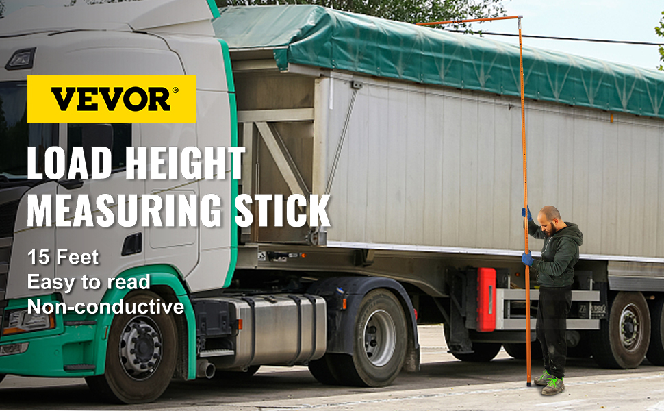 VEVOR truck height measuring stick being used to measure trailer height.