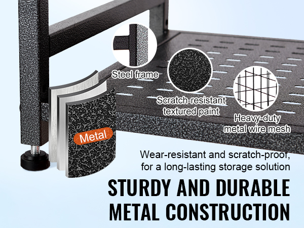 sturdy and durable VEVOR golf storage organizer with steel frame, metal wire mesh, and scratch-resistant paint.