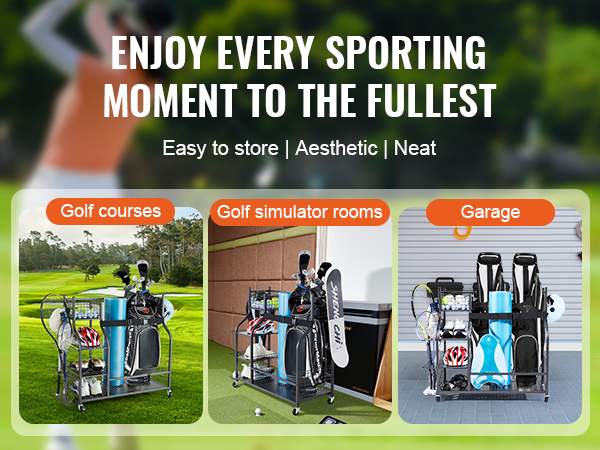 VEVOR golf storage garage organizer for golf courses, simulators, and garages. easy storage and neat design.