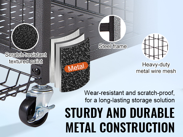 sturdy VEVOR golf storage organizer with steel frame, heavy-duty wire mesh, and scratch-resistant paint.