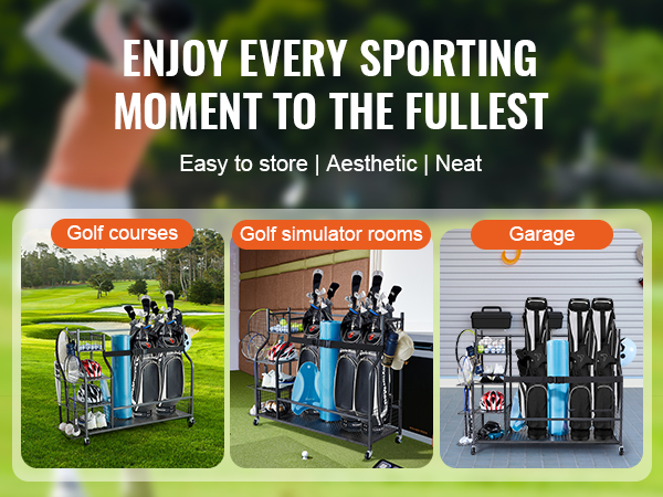VEVOR golf storage organizer for golf courses, golf simulator rooms, and garage. easy to store, neat, aesthetic.
