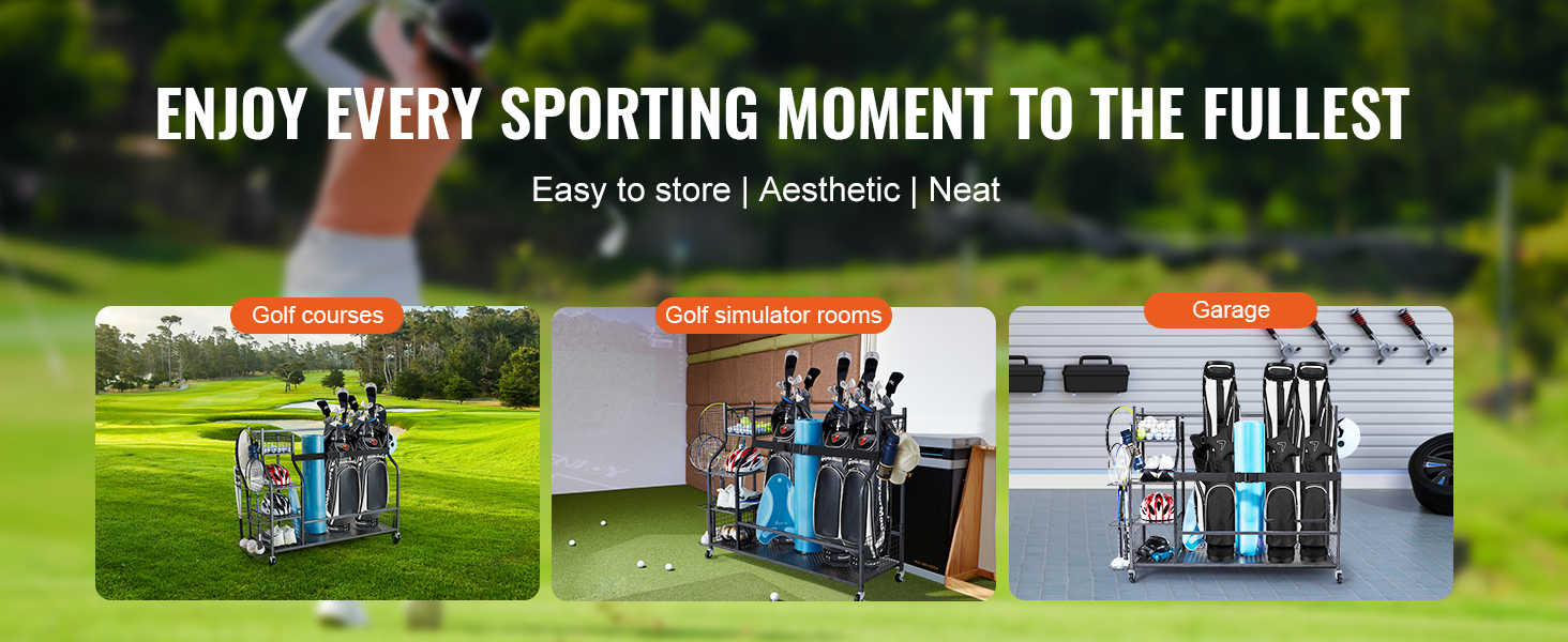 VEVOR golf storage organizer for golf courses, golf simulator rooms, and garage. easy to store, neat, aesthetic.