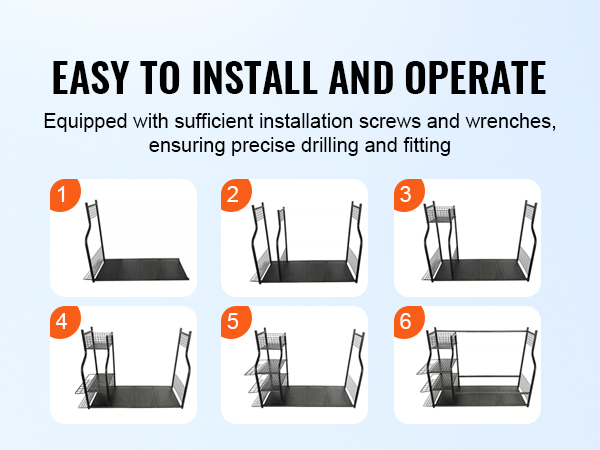VEVOR golf storage organizer assembly guide with tools, shelving steps, and easy-to-follow instructions.