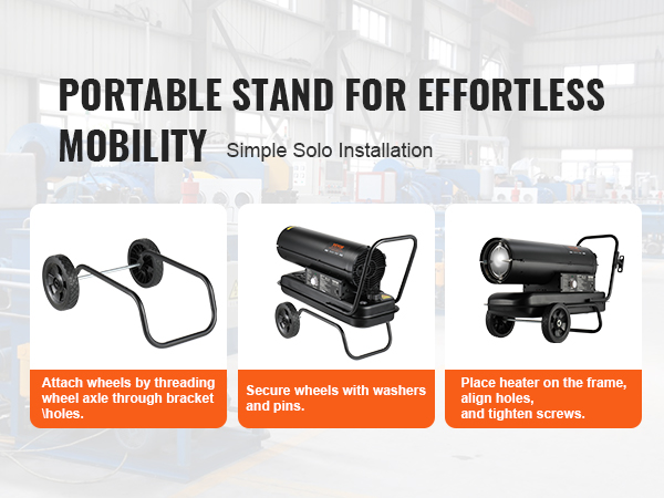 VEVOR kerosene heater for construction sites, workshops, warehouses, and farms; portable and hand-held.