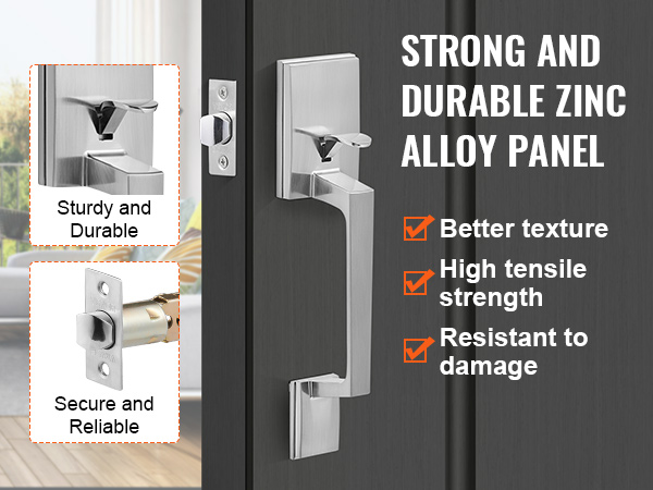 VEVOR front door handle made of strong, durable zinc alloy with high tensile strength and better texture.
