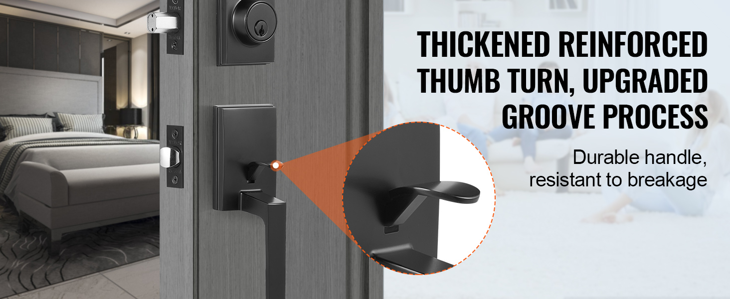 VEVOR front door handle set with thickened reinforced thumb turn, upgraded groove process.