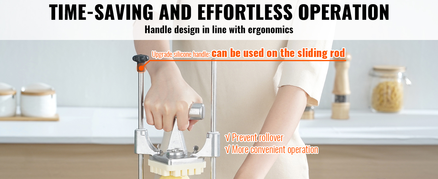 ergonomic VEVOR vegetable chopper with silicone handle for effortless and time-saving operation.