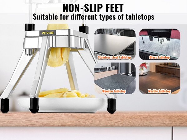 VEVOR vegetable chopper with non-slip feet in use, suitable for various types of table surfaces.