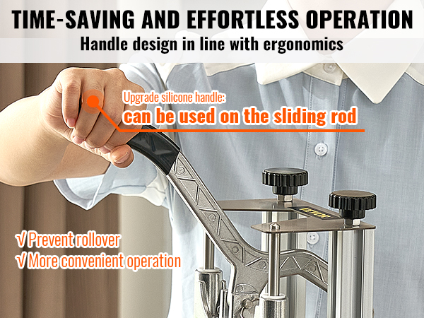 person using VEVOR french fry cutter with ergonomic silicone handle for effortless operation.