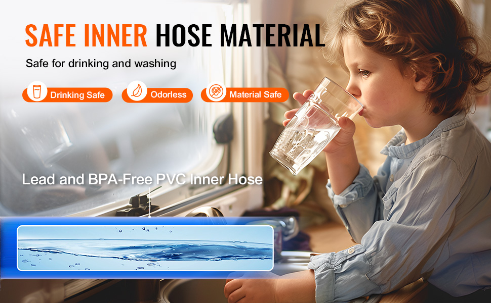 safe inner hose material for drinking and washing, featuring lead and bpa-free pvc, VEVOR heated water hose.