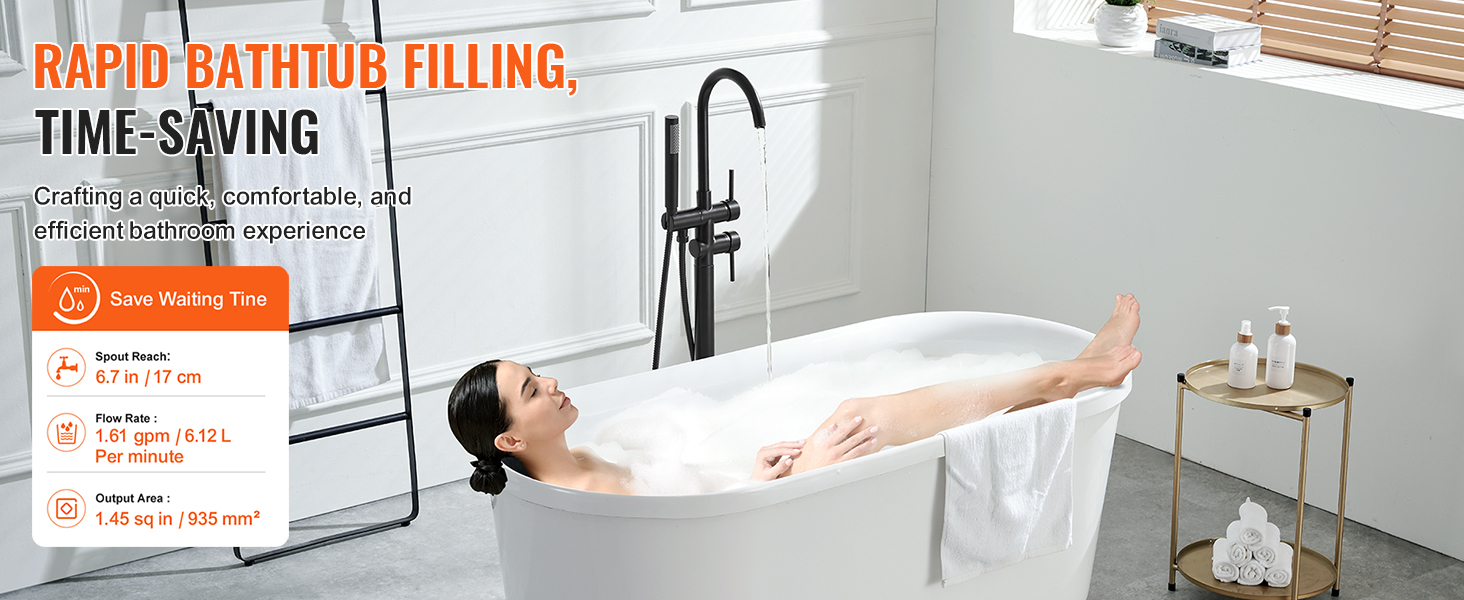 VEVOR rapid bathtub filling system for quick and efficient bathroom experience.