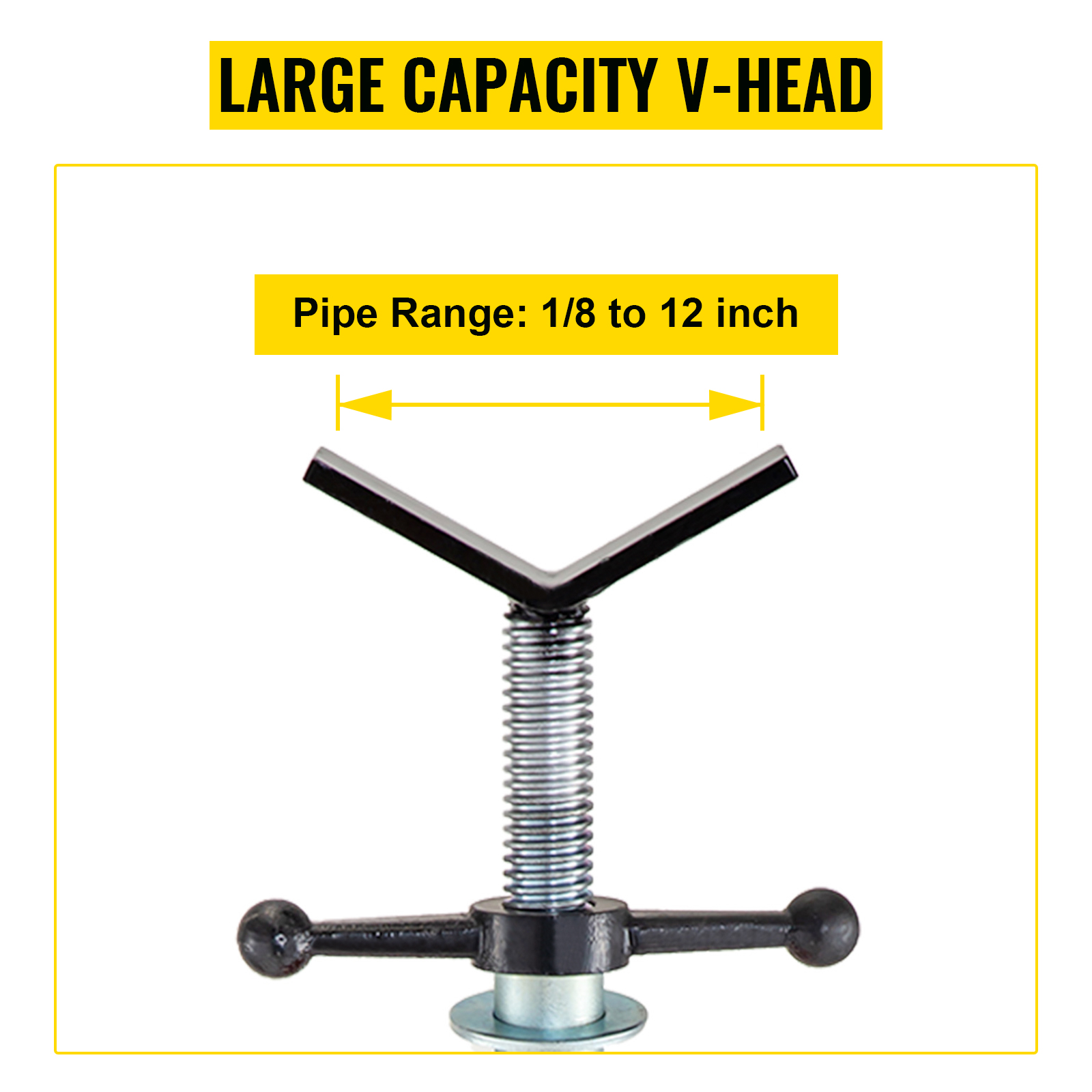 VEVOR pipe stand with v-head for 1/8 to 12 inch pipes, large capacity.