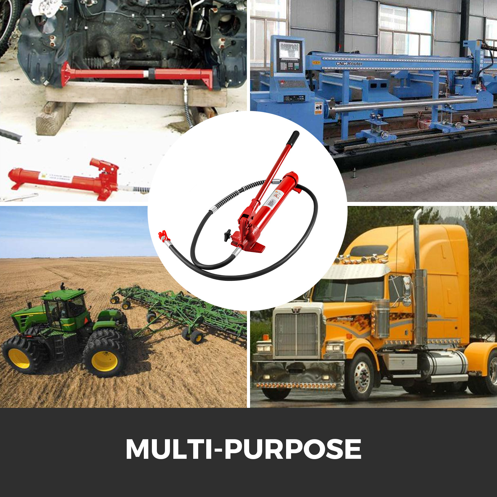VEVOR hydraulic jack for trucks, tractors, and industrial equipment. multi-purpose use.