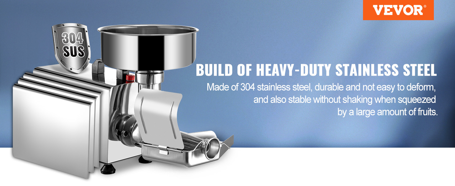 VEVOR elektrilised tomat kurn on valmistatud 304 roostevabast terasest, vastupidav ja stabiilne.