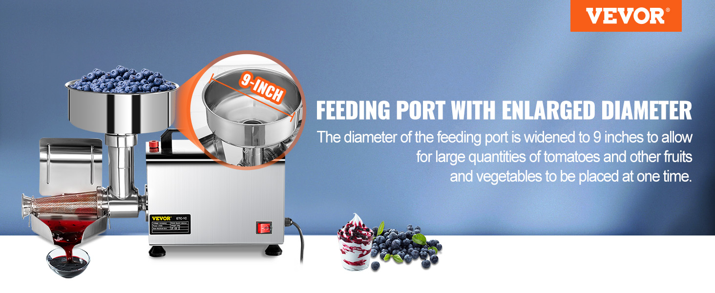 VEVOR elektrilised tomat kurn on 9-tolline söötmine sadama suurte koguste puhul.