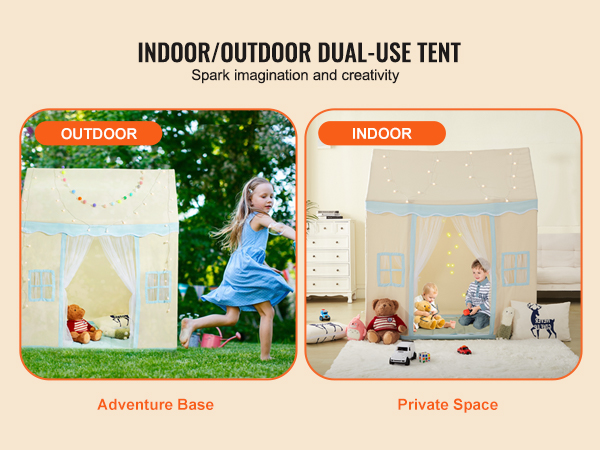 VEVOR kids play tent for indoor/outdoor use, featuring an adventure base and private space setup.