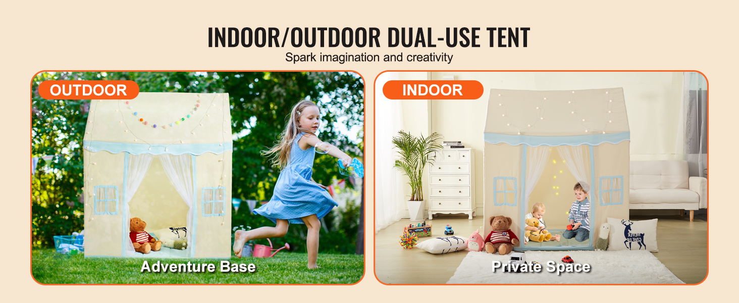 VEVOR kids play tent for indoor/outdoor use, featuring an adventure base and private space setup.